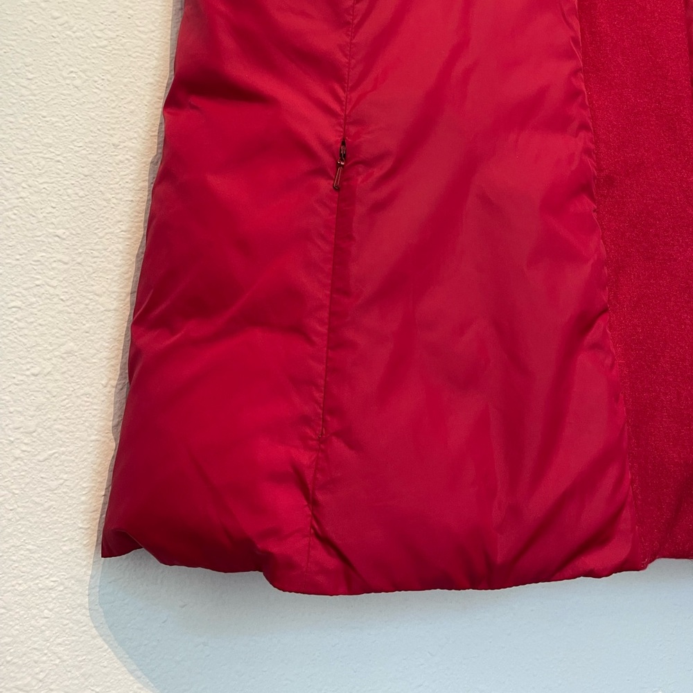 Eileen Fisher Womens Deep Red Down Vest Full Zip Snap Hooded Pockets Warm EUC XL - Picture 6 of 10